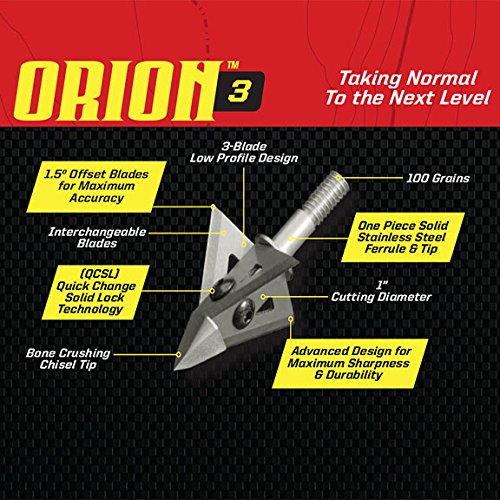 Flying Arrow Archery Orion 3 Blade Broadhead 100 Grain 3-Pack
