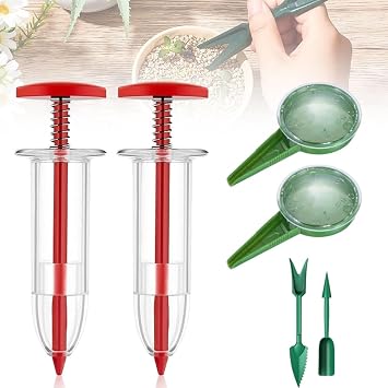 AIIONP 6 PCS Mini Seed Spreader, 2026 Premium Mini Sowing Seed Dispenser, Small Seed Planter Tool, Manual Seedlings Dibber and Widger Set, Seed Sower Spreader Handheld for Tiny Seeds Set B