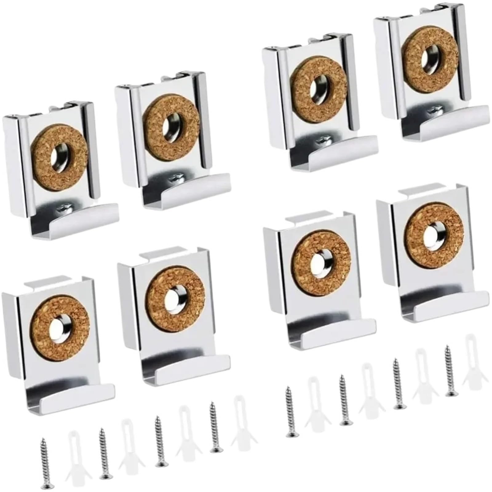 8/16pcs Chrome Mirror Wall Hanging Fixing Kit Frameless Clips Mounting Hanger Clamp Wall Brackets Clamps(16pcs)