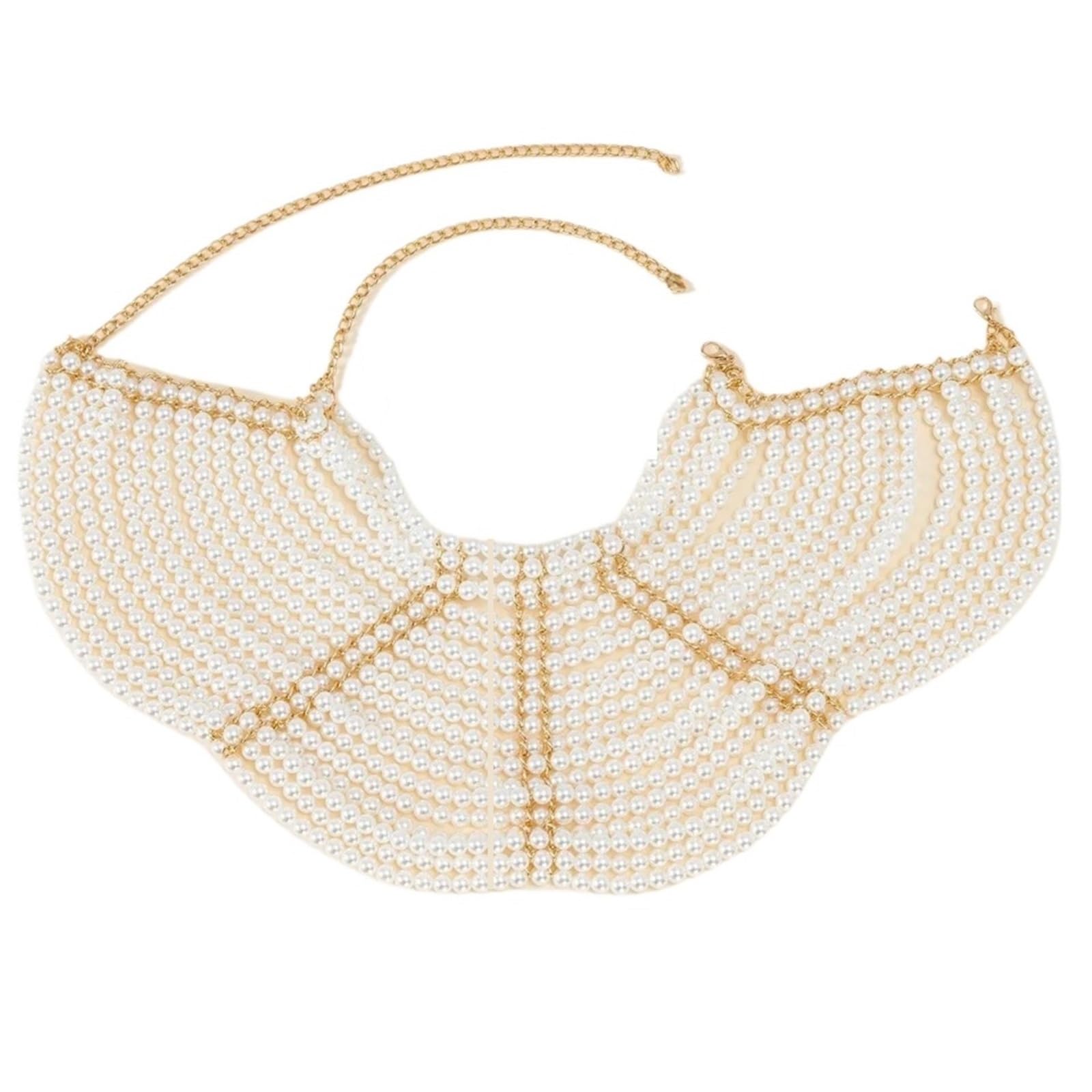 Chaîne d'épaule Chaîne de corps rétro en perles creuses, fait à la main, châle, accessoire de robe, bijoux tendance, style élégant