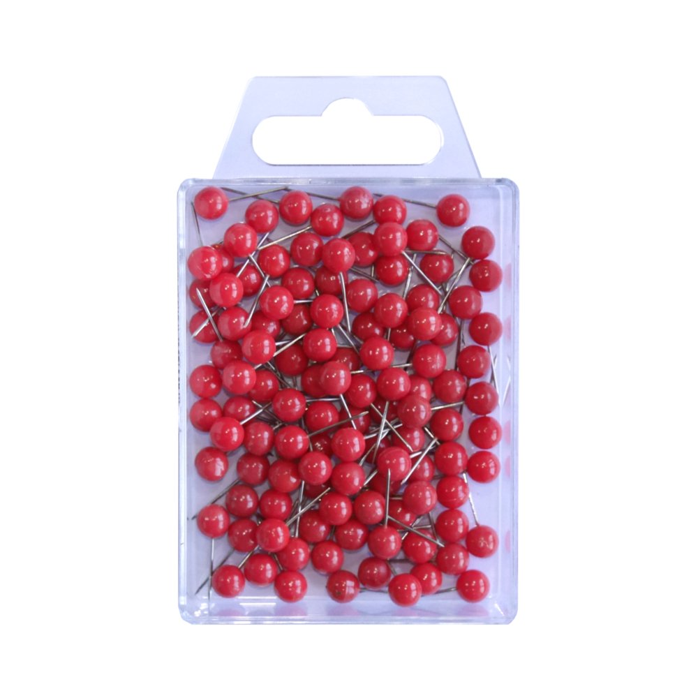Wedo 56100 igła do oznaczania (okrągłe igły główkowe, długość igły 16 mm, średnica główki 6 mm) 100 sztuk czerwona