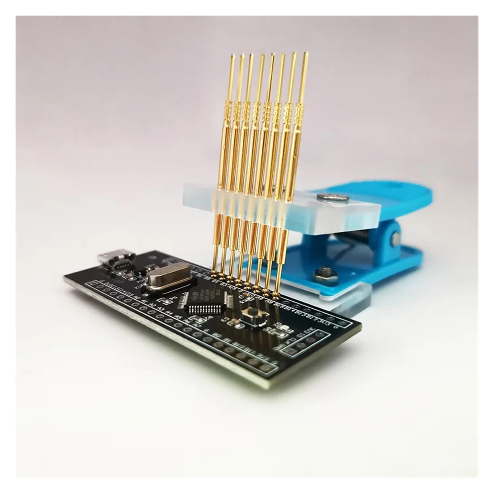 VNJUGF Pozłacane 3P 4P 5P 6P 7P 8P 9P 10P Narzędzie do zaciskania sondy PCB Program do pobrania Burn 2.54mm Pin Pitch Clamp Fixture wanglan(2.54mm 1x9Pin)
