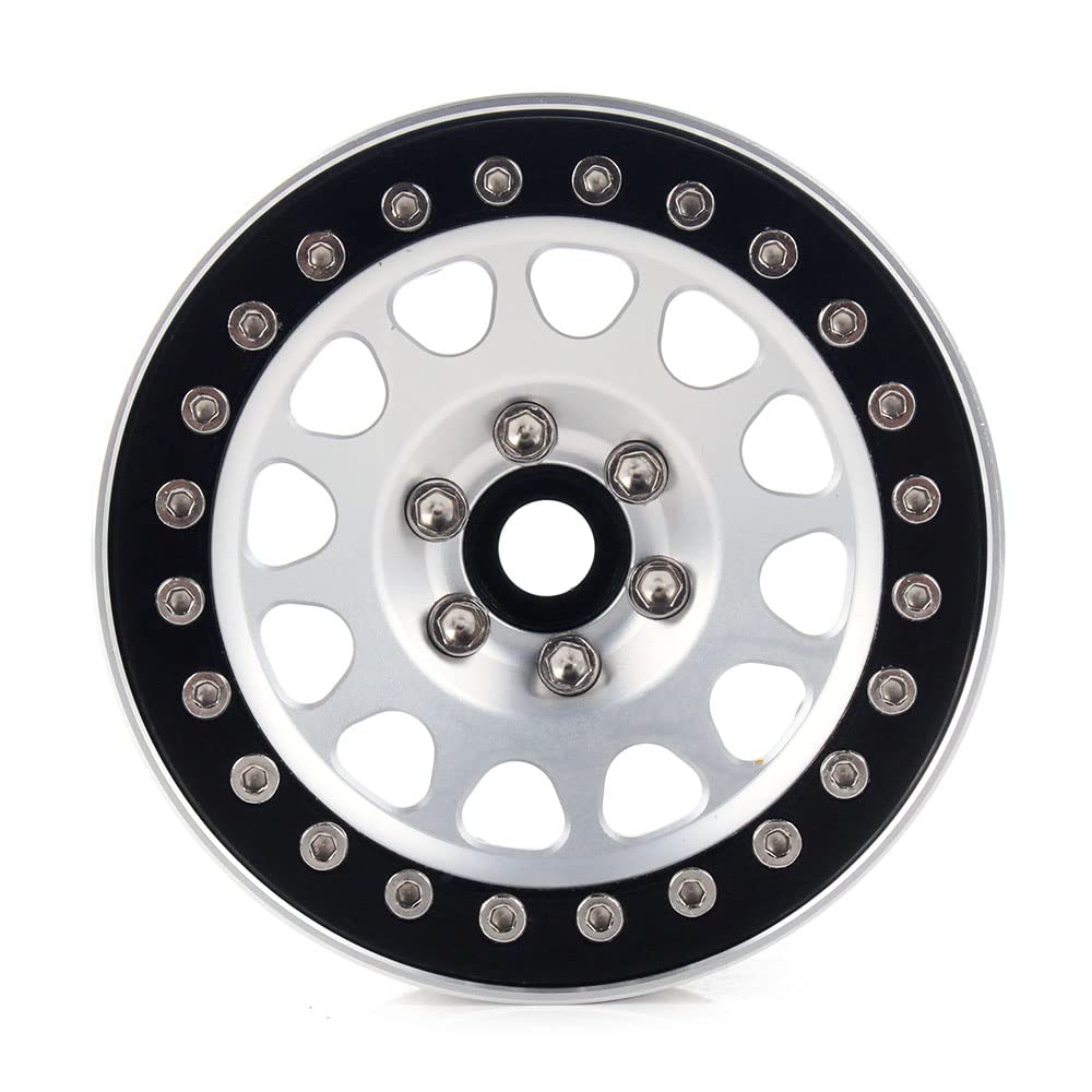 INJORA - Lot De 4 Jantes Beadlock 2.2 Pouces En Métal Pour Pneus RC - Argent - Pour Crawler 1/10 SCX10, TRX4, RR10