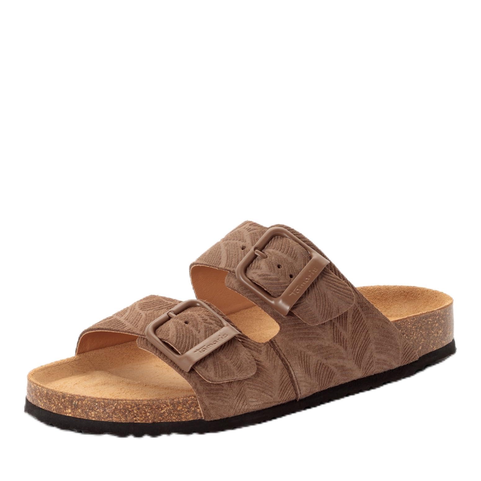 Tamaris Women's footbed mule leather flat brown 3.5 UK