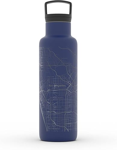 Miniatura 245 de Well Told Botella de agua aislada con mapa de Washington DC grabado, botella de acero inoxidable grabada (21 onzas, blanco) botella aislada de mapa