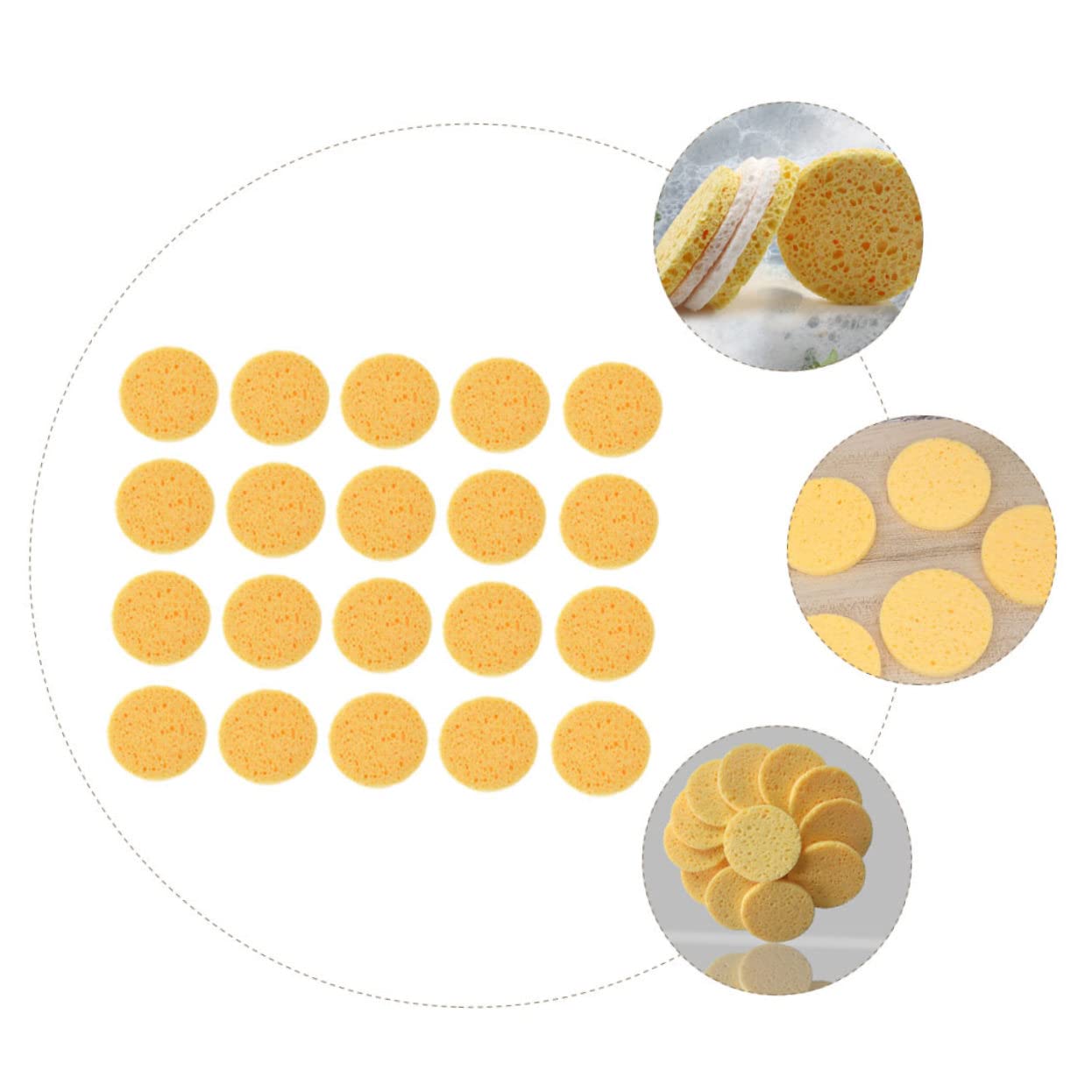 FRCOLOR 100piezas Esponjas De Maquillaje Redondas Suaves y Comodas Para Limpieza Facial y Desmaquillado Herramienta Esencial Para Maquillaje y Cuidado Piel