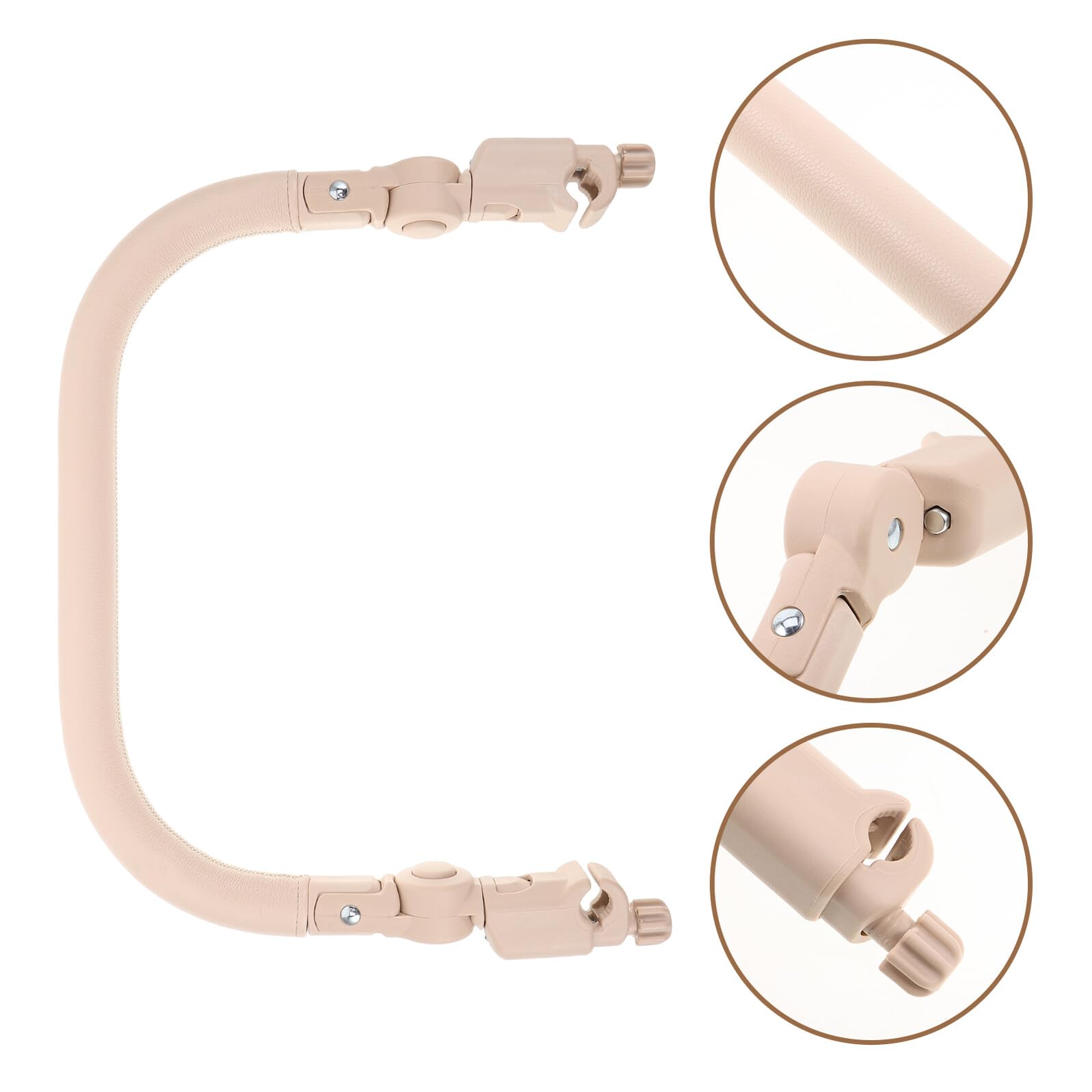 Poignée Extensible pour Poussette Bébé en PU et Mousse Garde-Corps de Sécurité Réglable Couleur Beige Clair Accessoire Pratique pour Tout-Petits en Promenade Extérieure