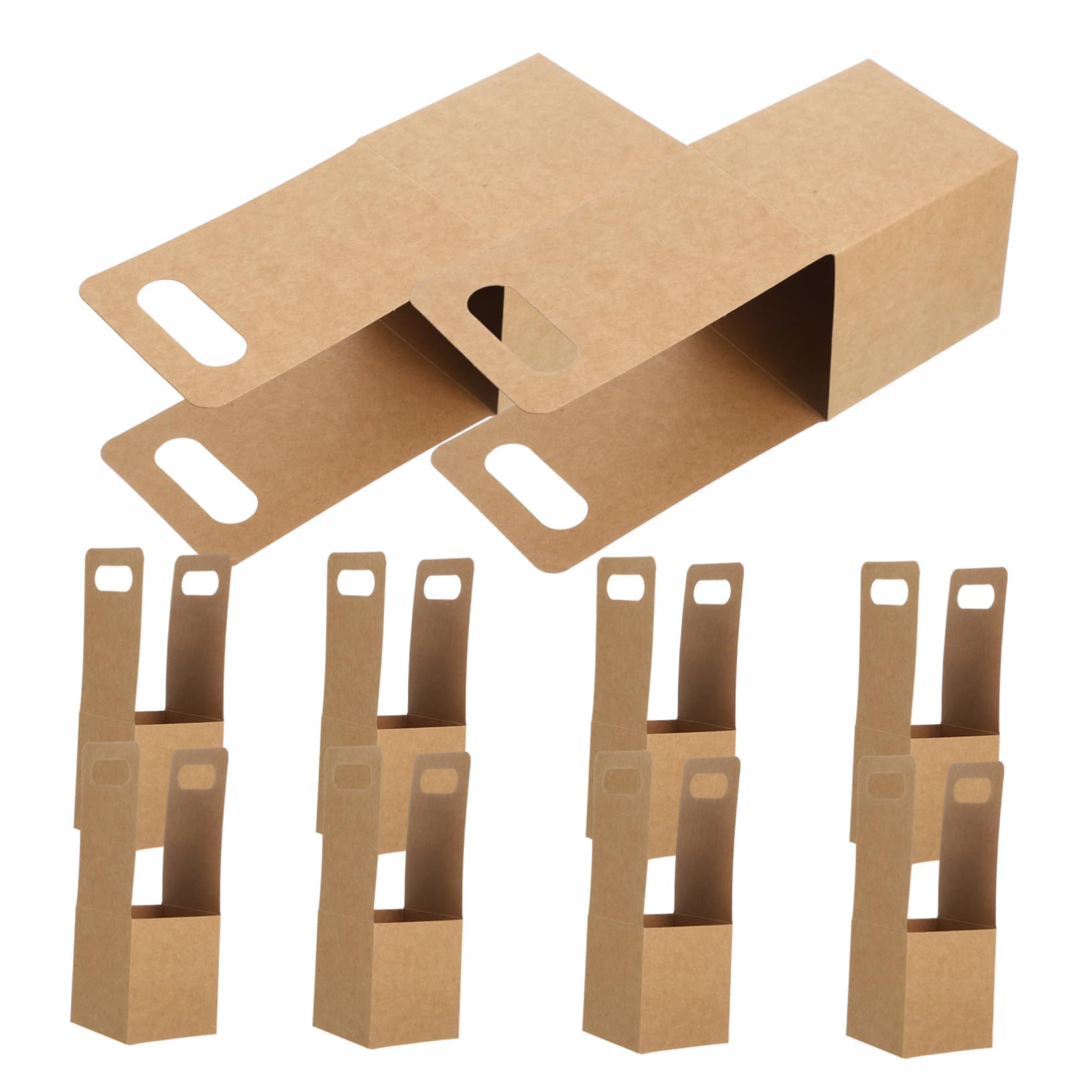 FUNOMOCYA Compact Kraft Drink Carrier 10 Pack Takeout Cup Holder for Easy Carrying Storage