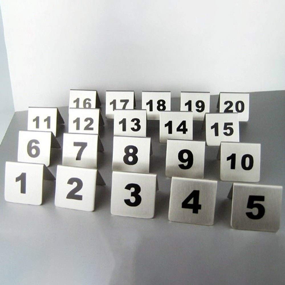 Cartellini numerati per tavoli, Stainless Steel Place Cards Table Numbers Black 1-25/50/100(1 to 25)