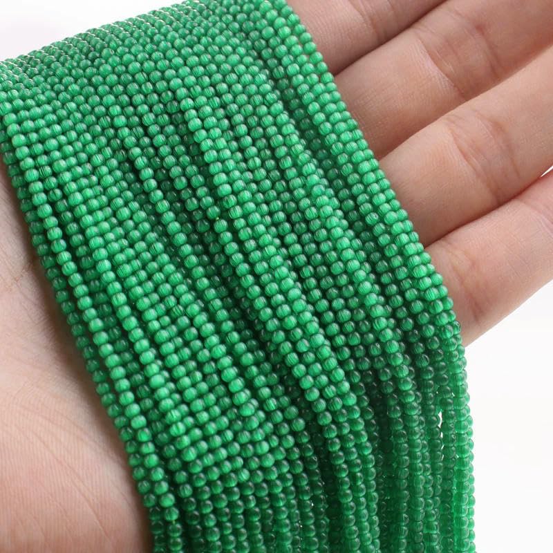 Venta al por mayor, 50 hebras/lote de cuentas redondas de cristal de ojo de gato de 2 mm, cuentas sueltas de vidrio verde para hacer joyas, pulseras y collares, 11, color morado claro, 2 mm de alto