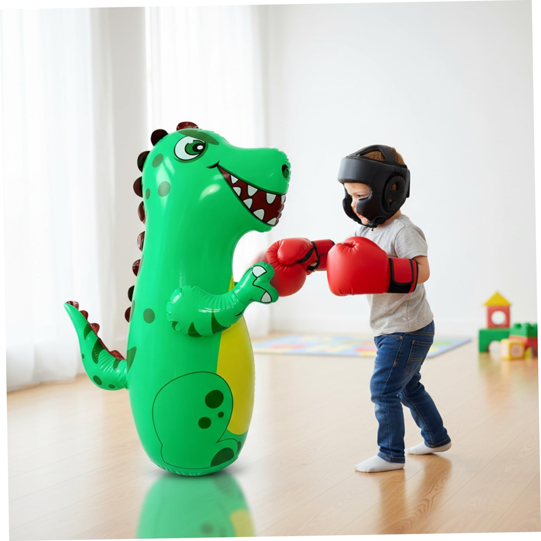 Sacco da Boxe Gonfiabile per Bambini, Sacco da Boxe Gonfiabile per Bambini Dinosauro in PVC Alto 47 Pollici con Rimbalzo Istantaneo per Ragazzi e Ragazze