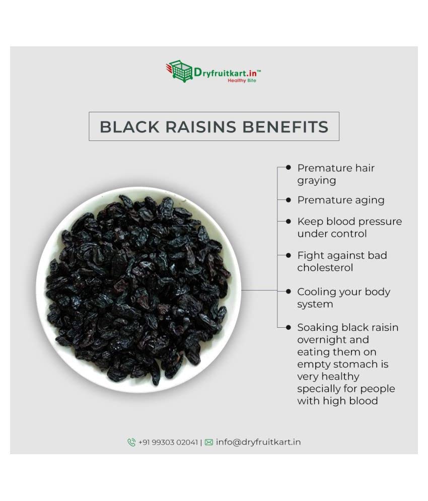 Image of KHARAWALA'S Afghani Black Raisins with Seeds - Pack of 4 (250gm Each) | Kali Kishmish | Munakka | Dry Fruits | Premium Abjosh | Healthy Nuts