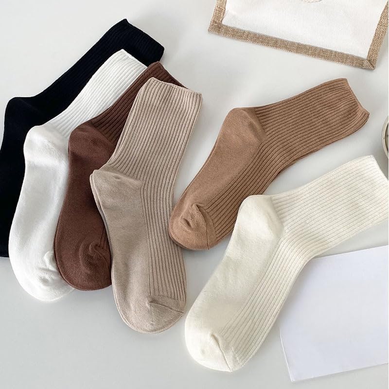 Image of Kelabia 6 Pair Cute Cotton Socks Kawaii Bear Ankle Preppy Ruffle Socks for Women Japanese Fall Vintage Crew Socks