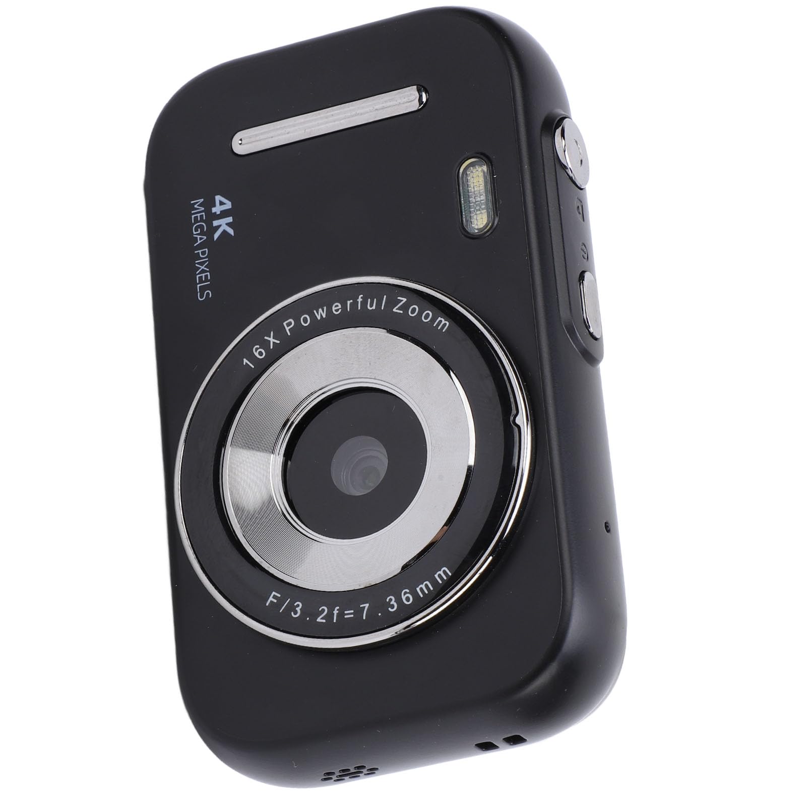 Fotocamera Digitale, Videoregistratore FHD 4K, Fotocamera Digitale Punta e Scatta con Zoom 16X, Fotocamera Compatta Portatile da 48 MP per Ragazzi Ragazze Bambini (BLACK)