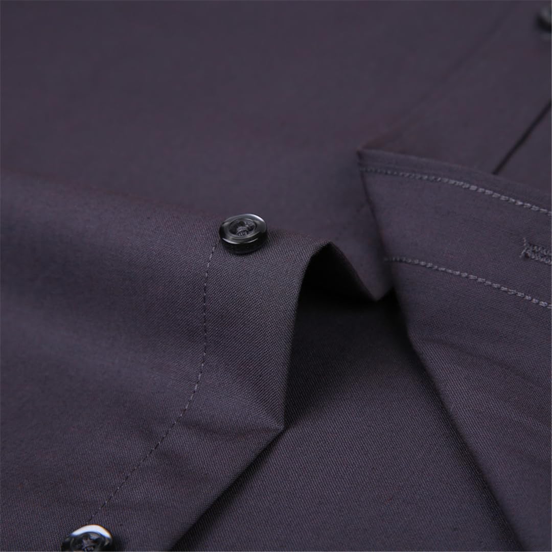 Camicia da uomo in tinta unita nera bianca da lavoro casual a maniche lunghe con risvolto camicia con bottoni