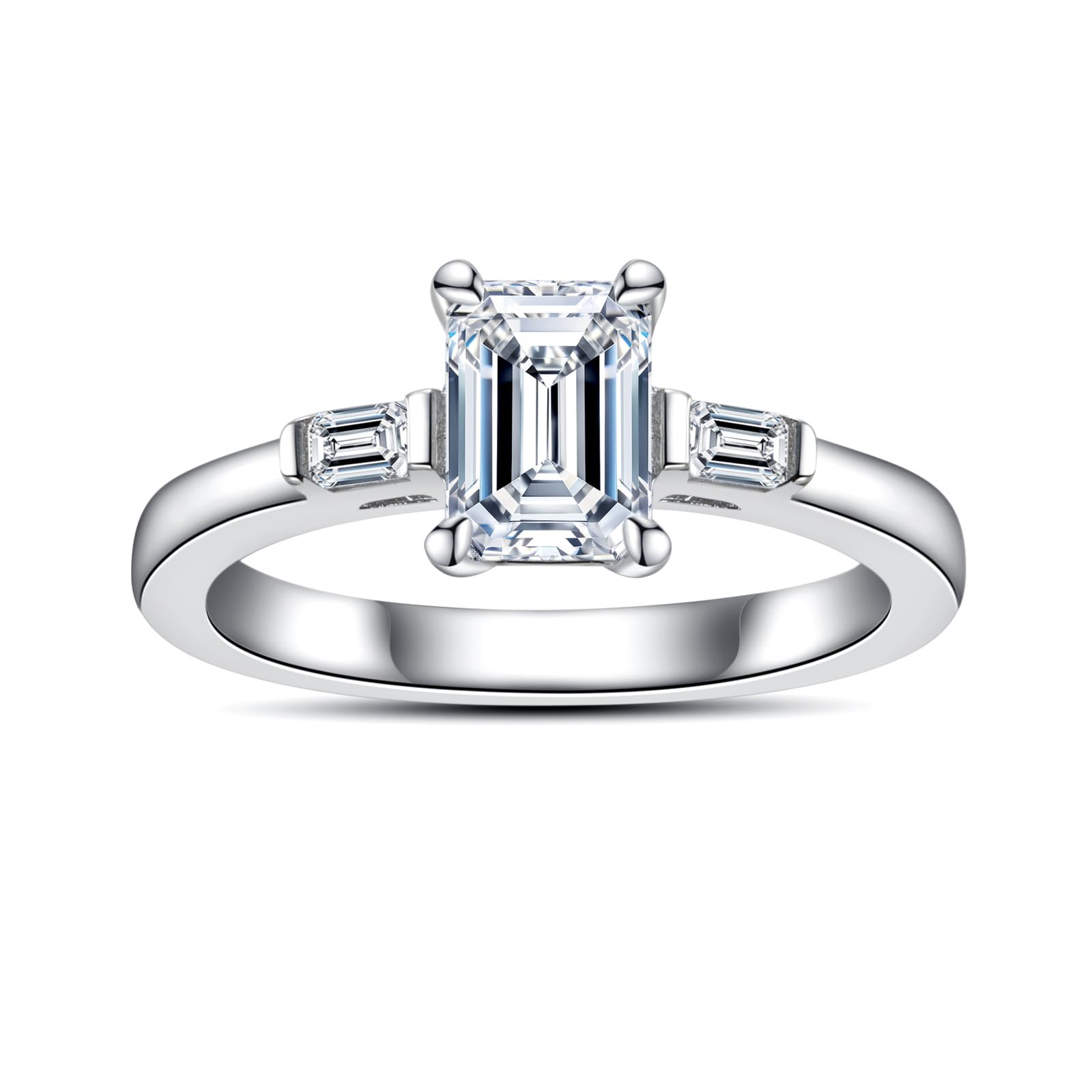 AimiIee Oval/Marquise/Emerald Cut Moissanite Engagement Rings for Women D Color VVS1 Clarity 925 Sterling Silver 3-Stone Wedding Promise Anniversary