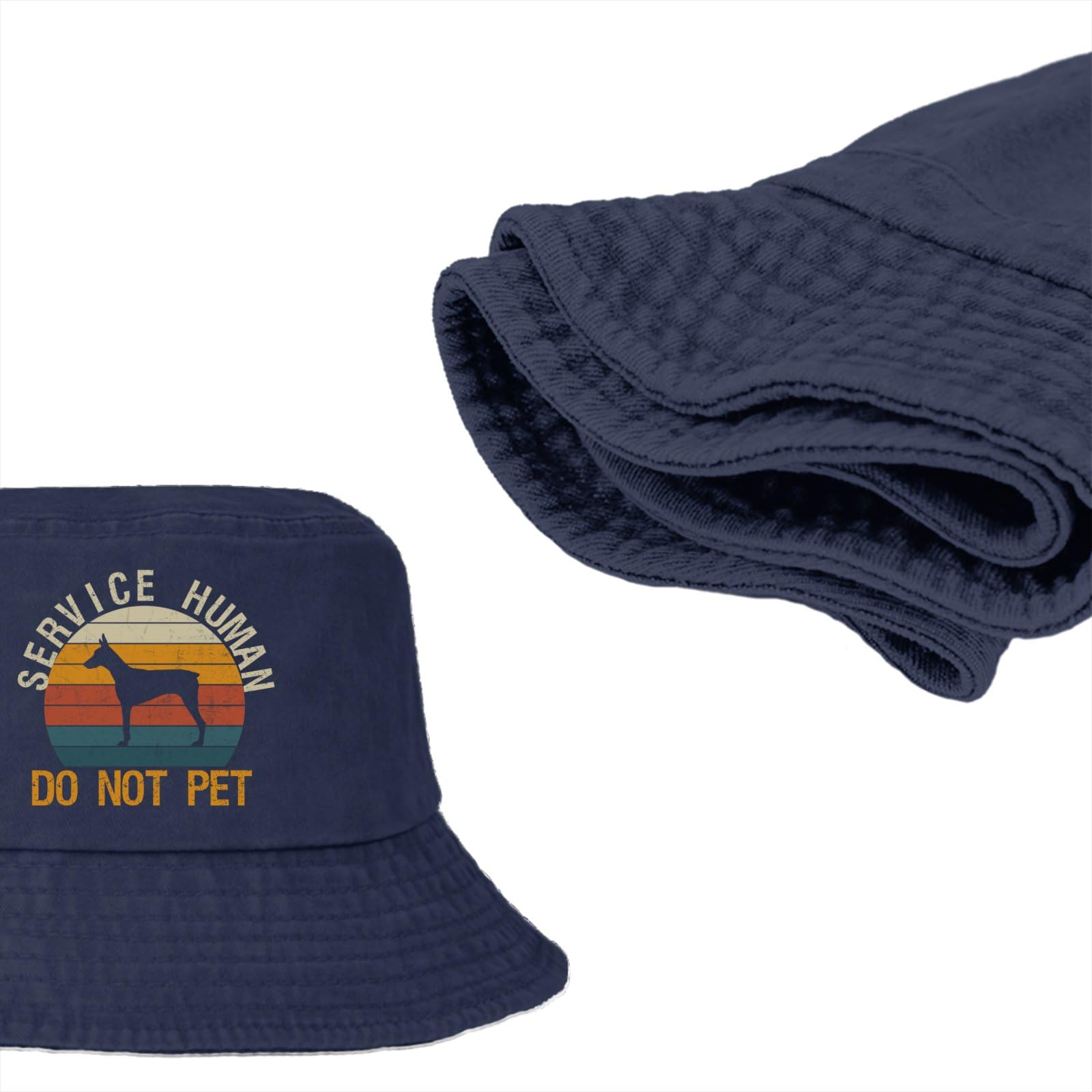 Service Human do not pet Bucket Hats Flodable Women caps for Fishing Navy