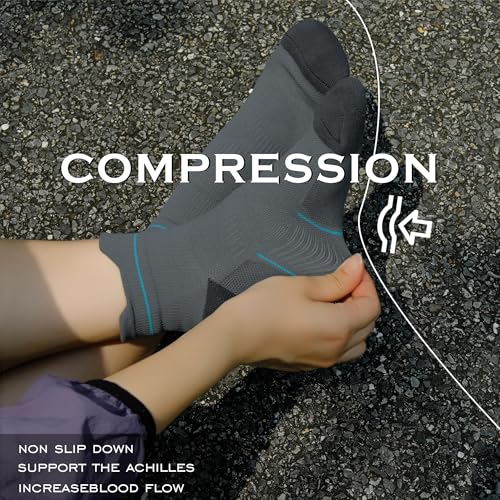 Image of BRISIRA Coolmax Bamboo Viscose Women Compression Running Ankle Socks No Show Athletic Wicking Thick Cushioned Arch Support