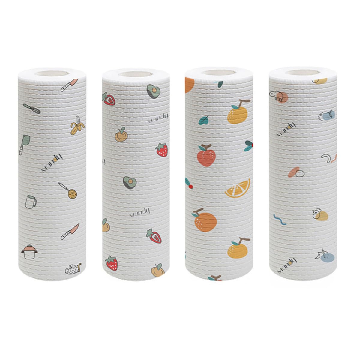 CLISPEED Paños de Cocina Desechables Blancos Absorbentes de Uso Dual Húmedo y Seco para Limpieza en Campana Extractora y Encimera, Paquete de 4 Rollos Varios Estilos