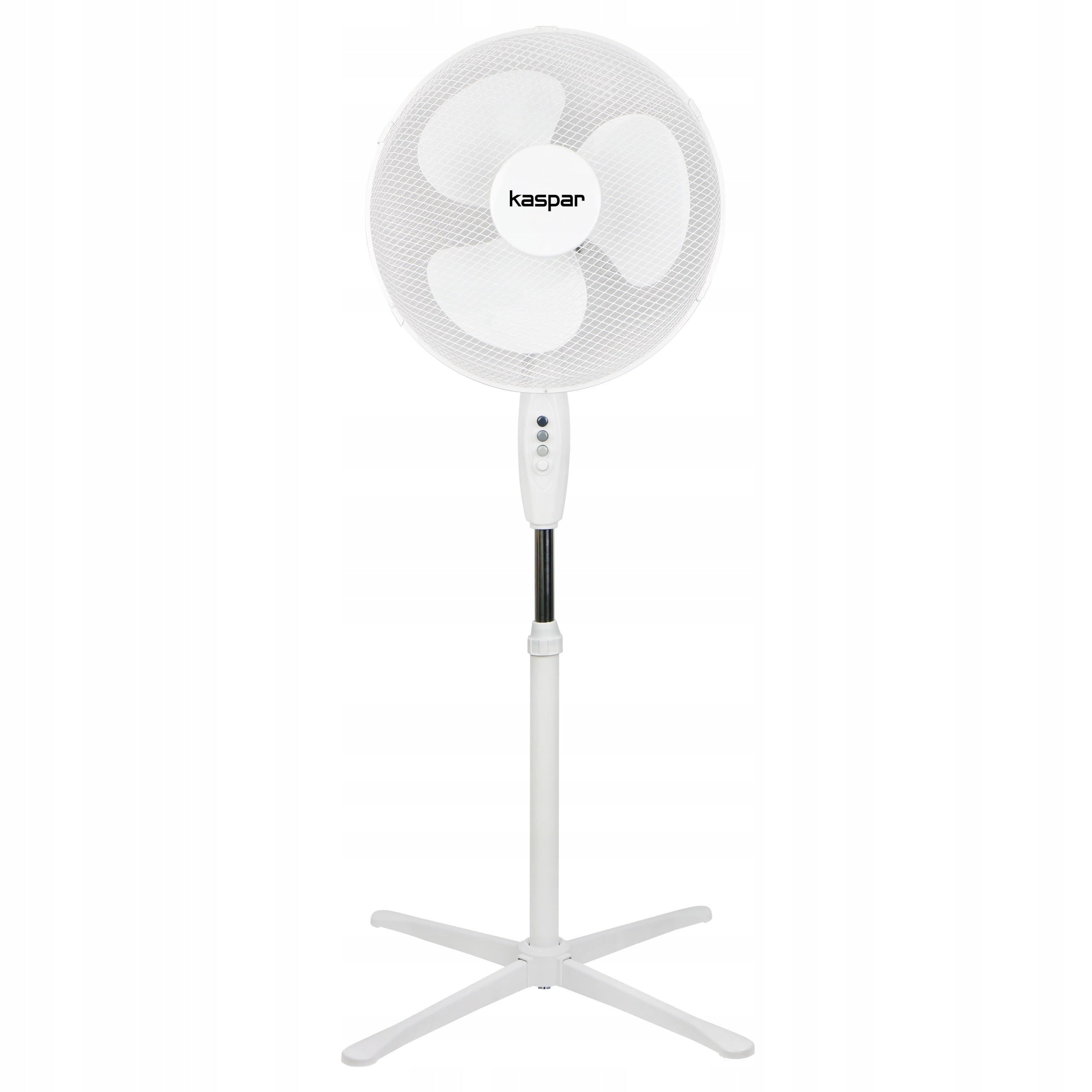 Kaspar Ventilator Standventilator mit 3 Windgeschwindigkeiten Oszillationsfunktion Schwenkfunktion 40 W 40 cm Durchmesser Höhenverstellbar Kreuzfuß Weiß