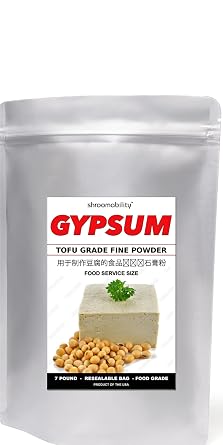 Tofu Gypsum Powder 7 lb Coagulent For Tofu, Tofu Pudding & Tofu Custard - Food Grade Product of USA - Food Service Size