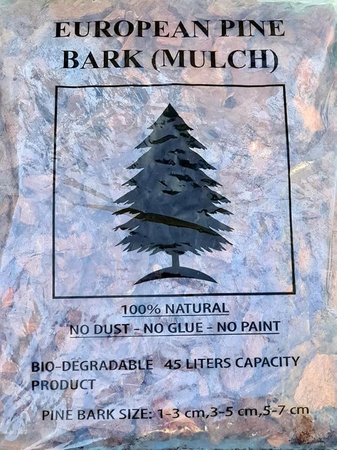 Ajman Pine-Bark-Mulches 45L Bag, SizeUni 3-5cm, Soil Cover, 100% Natural Wooden mulches, potting media