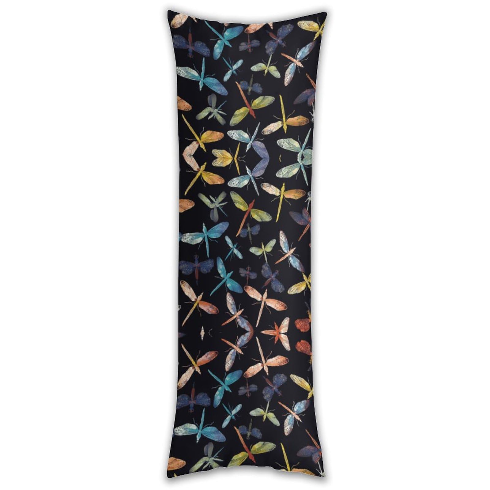 Colorful Dragonfly Pillow Case Breathable Absorb Sweat Long Pillowcover Exquisite Unique Pillow Protector for All Seasons Hot Sleepers Body Pillowcase