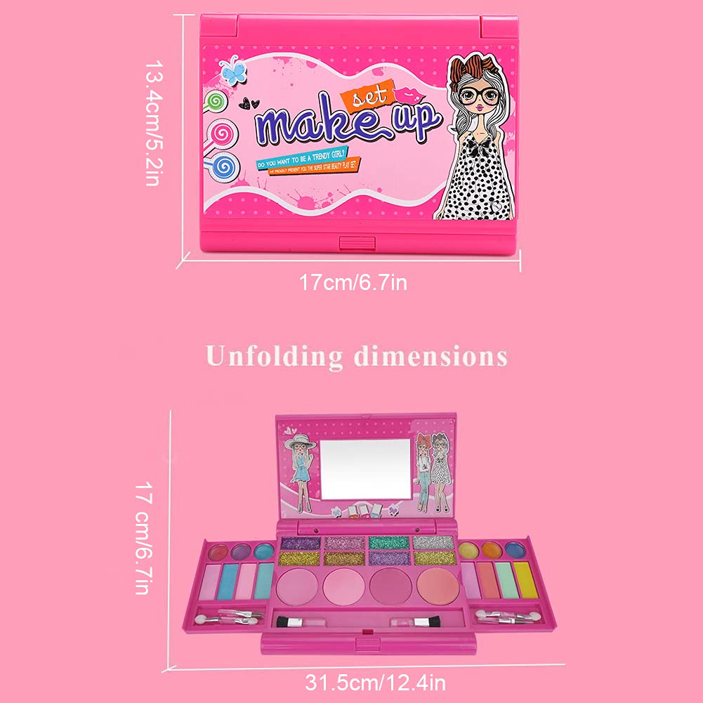 Kit de Maquillage boîte de Jeu de cosmétiques Portable avec Brillant à lèvres, Fard à paupières, pinceaux de Fard à Joues Non lavables pour Faire Semblant de Jouer, Cadeau