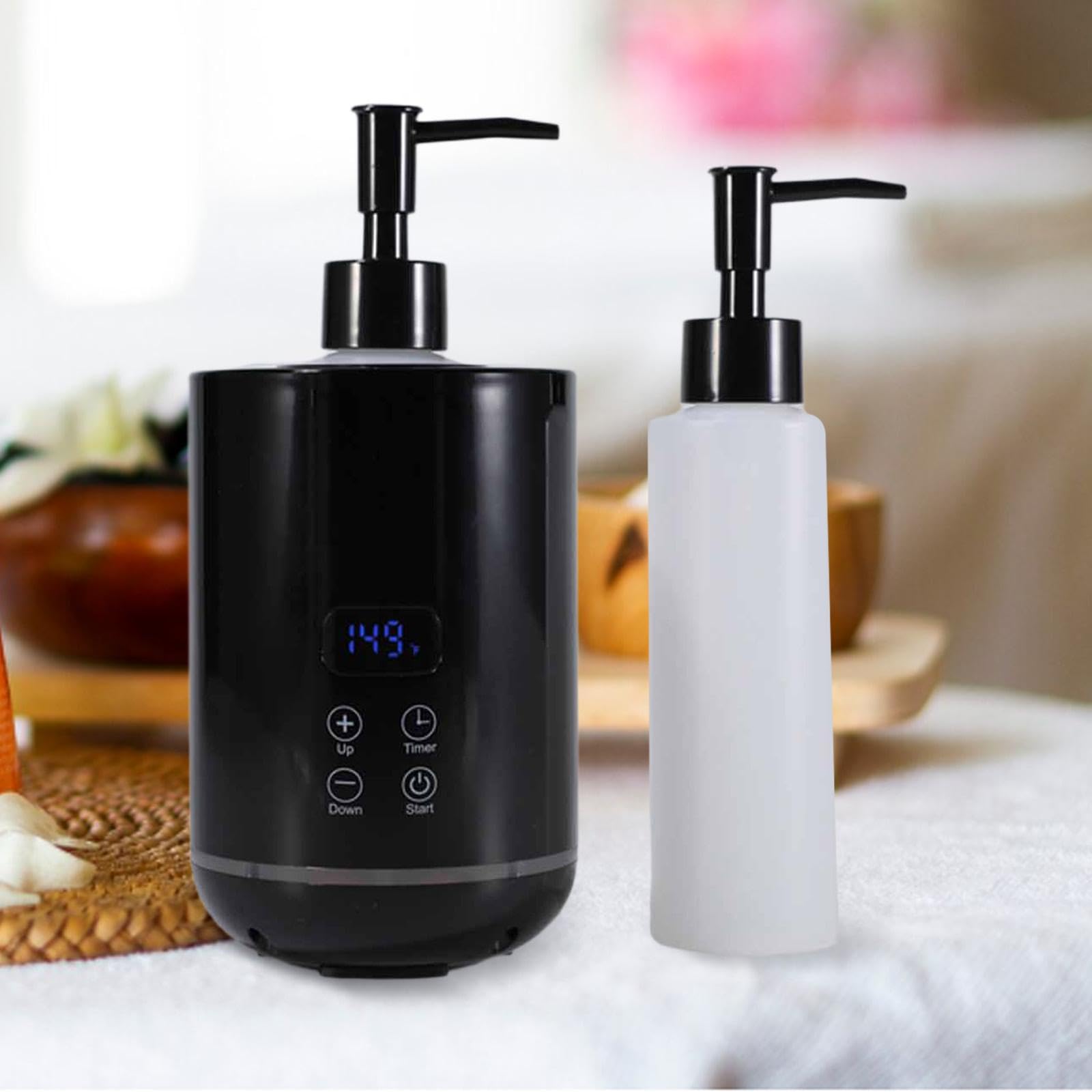 3 Pièces Chauffe-Huile de Massage, Appareil de Chauffage Portable, Chauffe-Bouteille et Chauffe-Lotion en Matériau PP, Affichage LED Tactile, Approprié pour Salon, Voyage, Noir