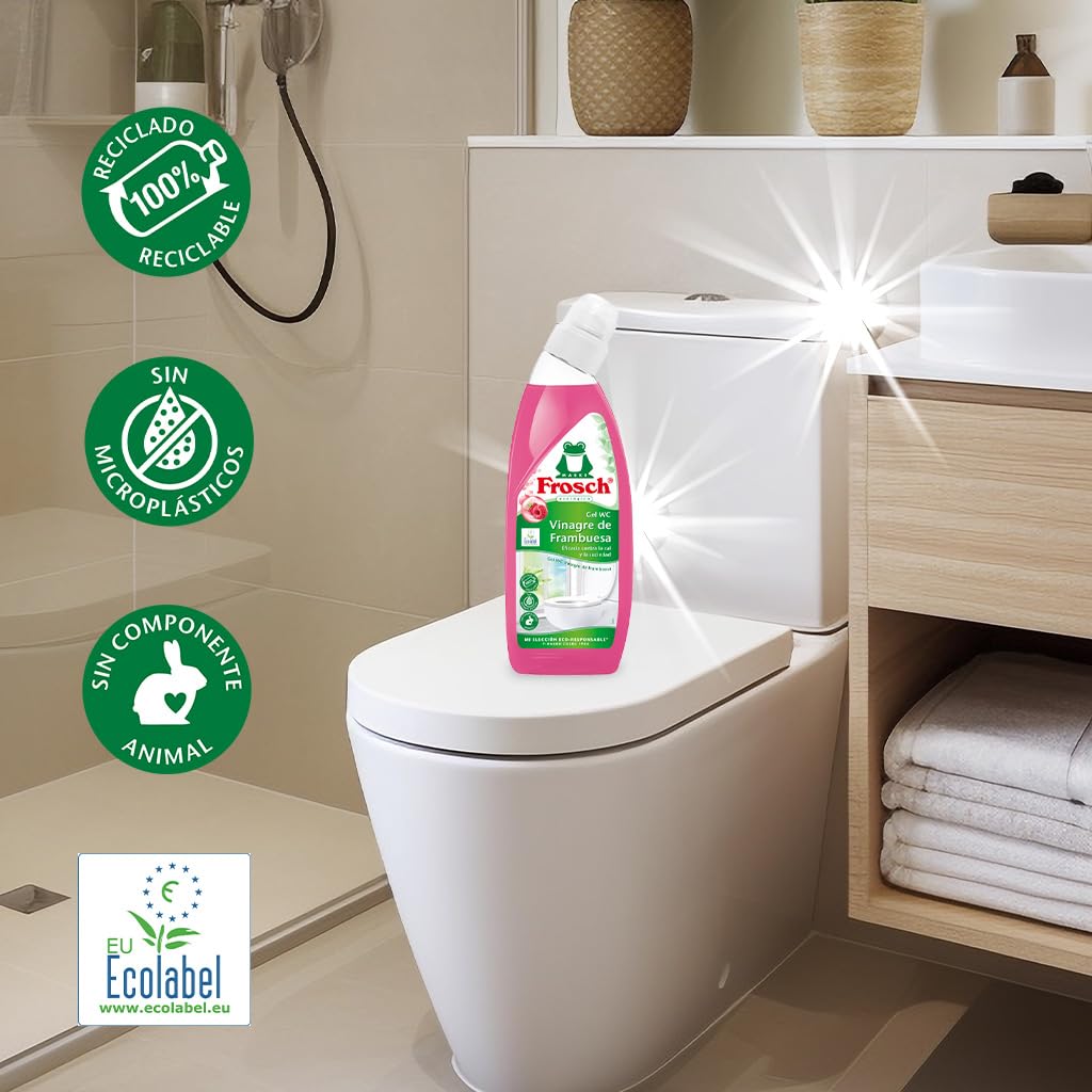 Frosch Gel WC Ecológico Limpiador Cal Residuos Inodoro Vinagre Frambuesa 750 ml