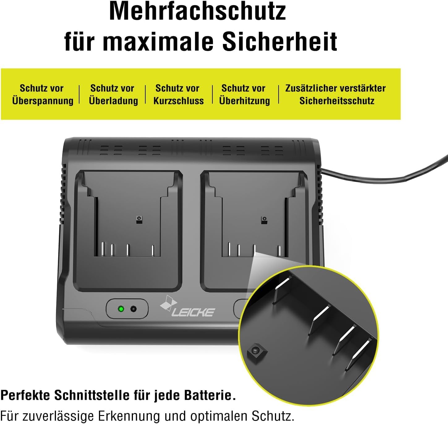 Chargeur Double 18 V pour Batteries Bosch Professional, remplace Les modèles Gal 18V-40, GAL18-80 Gal 18V-160, Gal 18V6-80, Compatible avec Les Batteries Bosch GBA/Core/ProCORE 18V