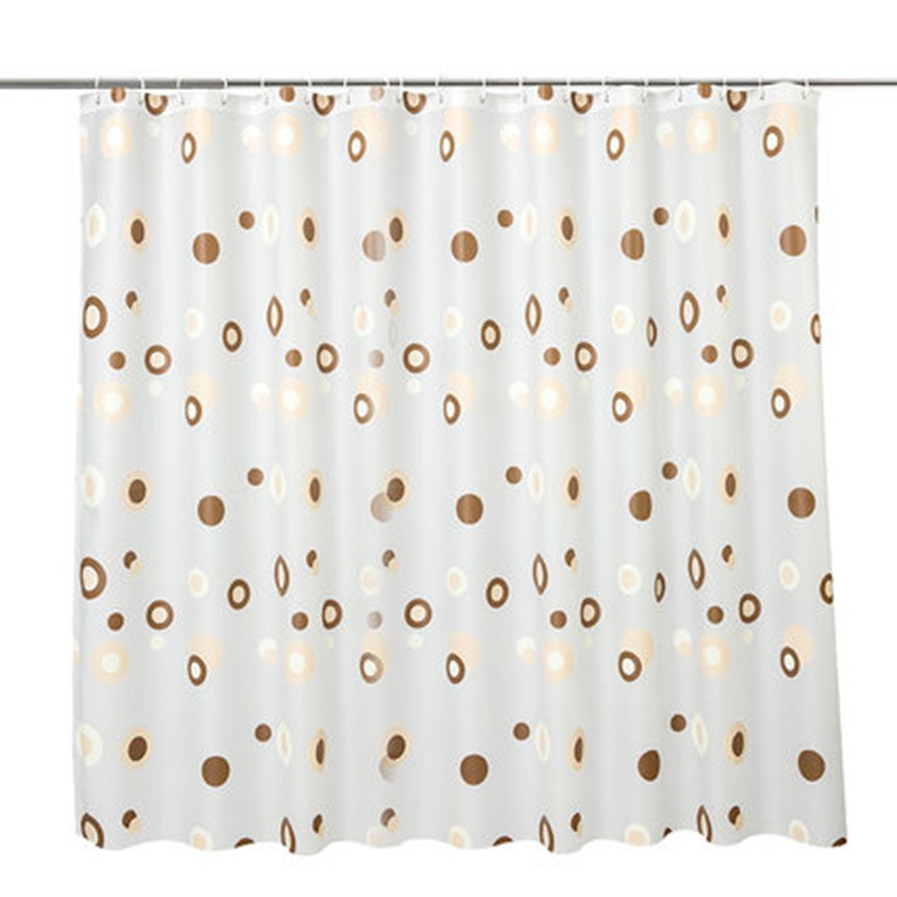 Shower Curtain, FABSELLER PEVA Waterproof Bathroom Curtain Liner With 12*Hooks For Home/Travel/Hotel (Coffee Circle 180x200cm)