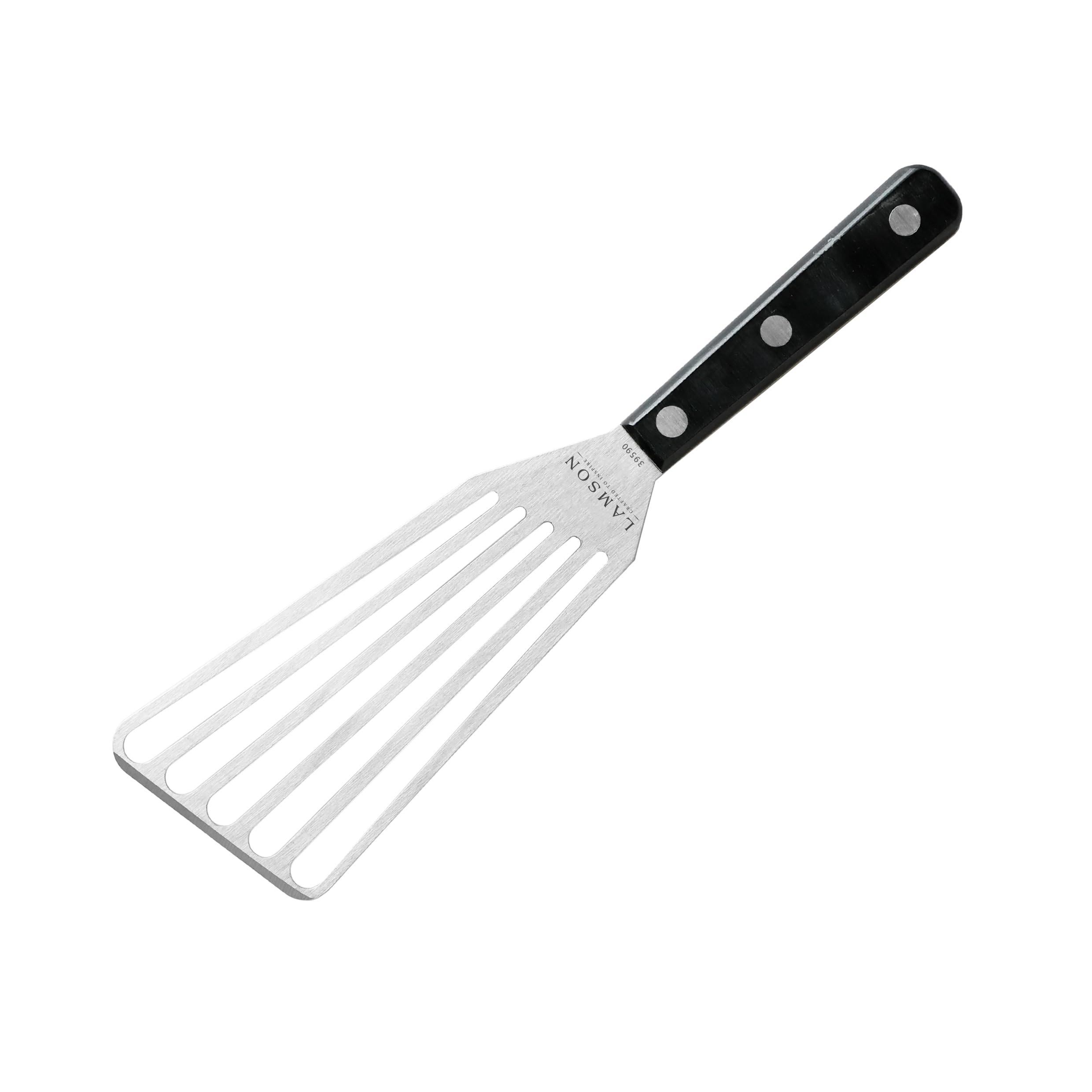 Lamson Jumbo del chef espumadera 4 "x 9, acero inoxidable con mango de POM mango, mano derecha