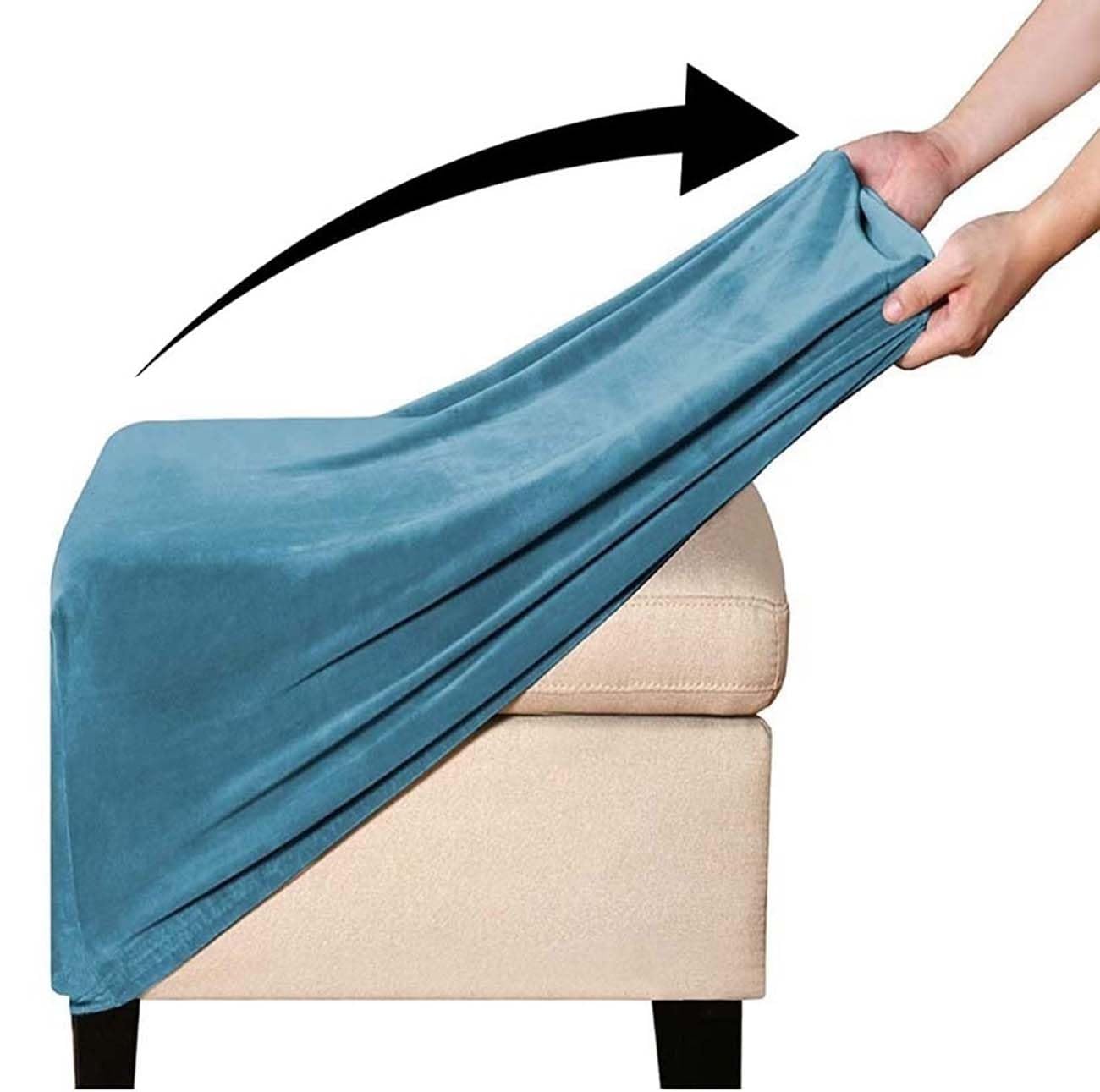 Stretch Ottoman Cover - Square Footstool Slipcover 30x30 24 x 24 39x39 36 x36 Velvet/Jacquard Soft Stool Ottoman Protector Slip Covers with Elastic Bottom for Living Room ( Color : #20 , Size : 35x35c