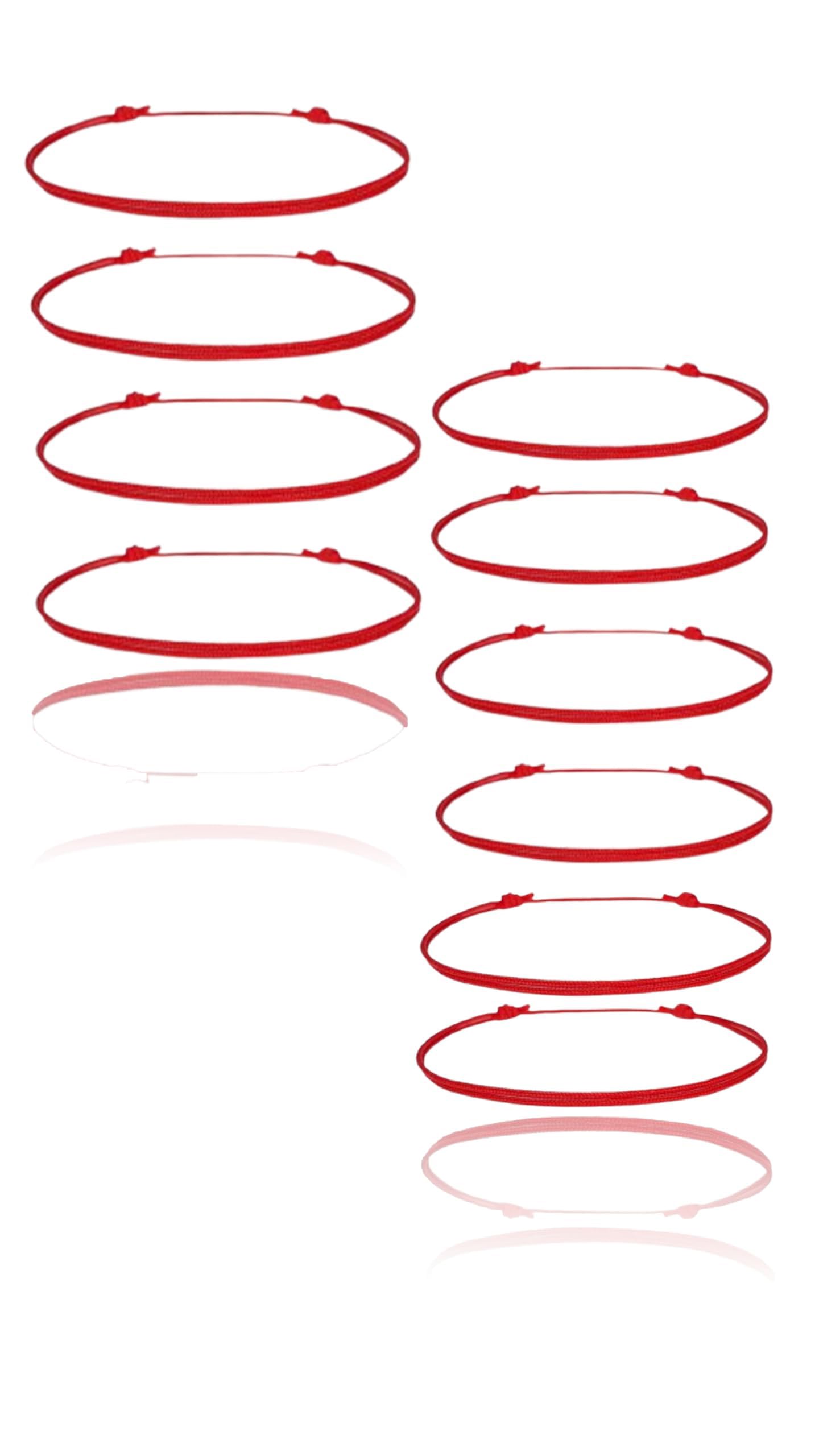 Red Knot Bracelets for Protection & Good Luck – Set of 10 Adjustable Cord Amulets for Women, Men, and Friendship Gifts. Boost Positivity Ward Off Negative Energy with Red String Jewelry.