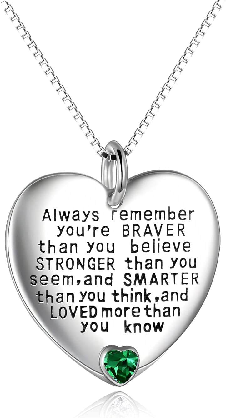 YFN Sterling Silver Always Remember You are Braver Than You Believe Jewelry Pendant Necklace Inspirational Gifts