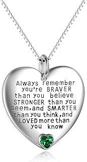 Sterling Silver Always Remember You are Braver Than You Believe Jewelry Pendant Necklace Inspirational Gifts