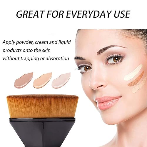 Miniatura 2 de MENGHUONIAN Brochas para Base De Maquillaje Cepillo De Maquillaje Con Tapa Plana con estuche de almacenamiento Brocha de base Kabuki de parte