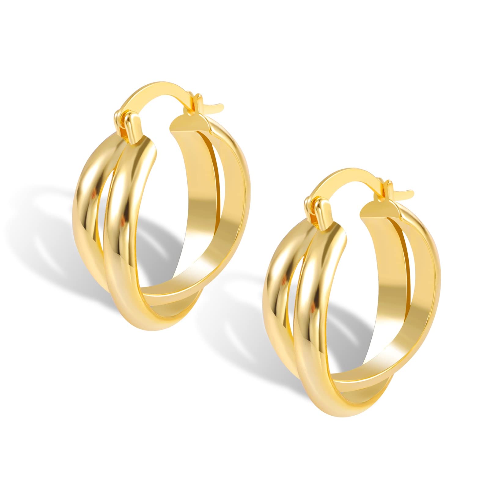 Offre Spéciale 925 Sterling Silver Hoop Boucle D'oreille Plaqué Or Perle Incrust