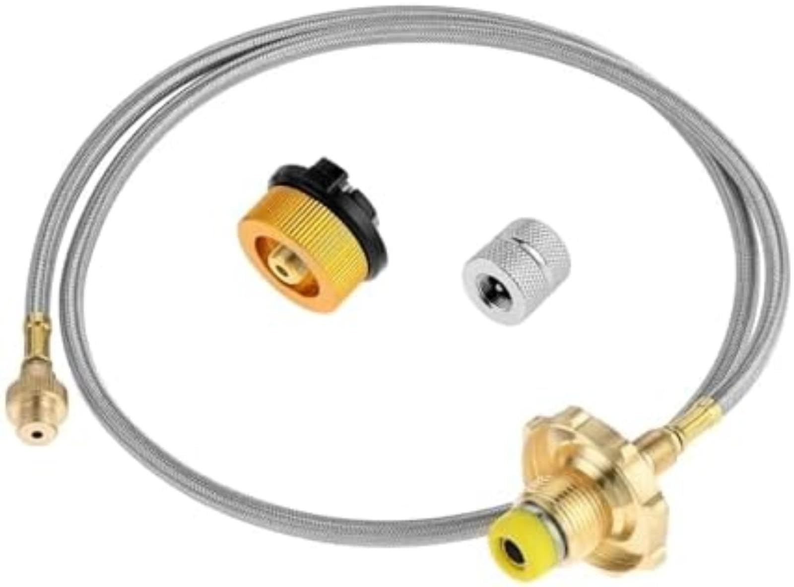 Tubo de conexión de gas Manguera trenzada de acero inoxidable Estufa de gas para camping Adaptador de recarga de propano Tubo de aire de 1 m Quemador exterior GLP plano, para conector de