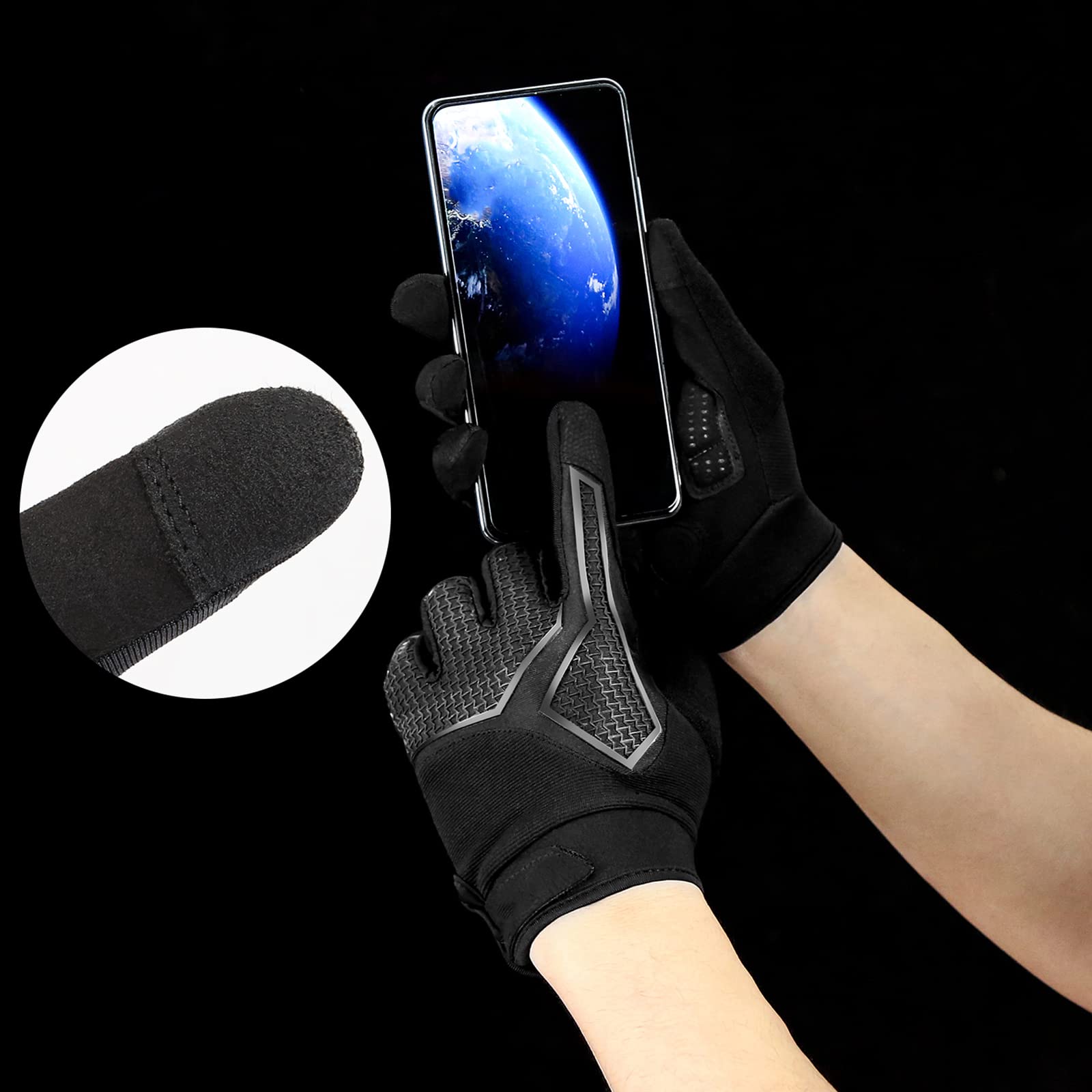 Guantes de Ciclismo de Dedo Largo de Invierno Guantes de Pantalla Táctil Forro a Prueba de Viento Ciclismo MTB Antideslizante Guantes Acolchados Que Absorben Los Golpes
