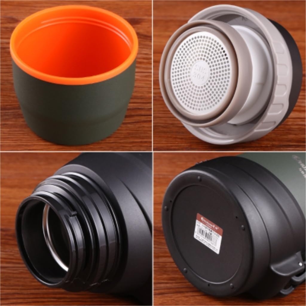 Gourde Isotherme 304 Acier Inoxydable Filtre Maille Bouteille de thé Bouteille d'eau extérieur Isolation Pot Chaud et Froid Sports de Plein air Bouilloire (Color : Matte Green, Size : 2000ml)