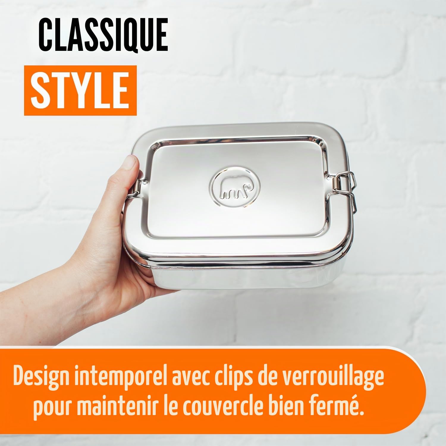 Elephant Box Original Grande boîte à déjeuner en acier inoxydable (2 litres)