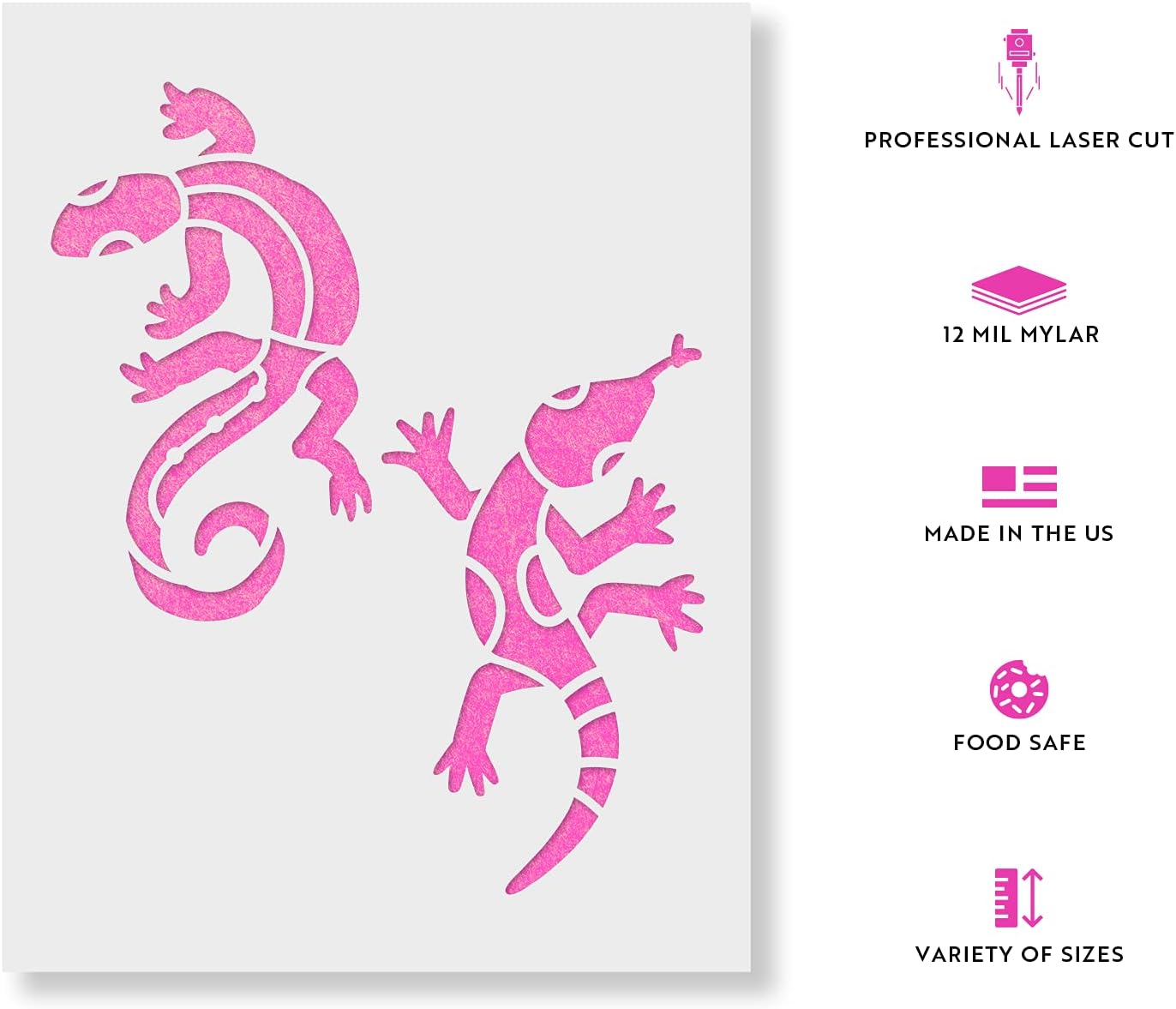 Aztec Lizards Stencil - Craft Supply, Gecko Template, Reptile Stencil, Lizard Stencils, Stencil Aztec