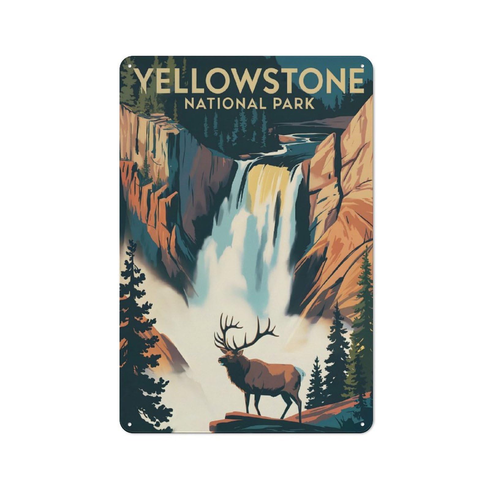 Junmoney Style-16 Classic Yellowstone National Park Vintage Metal Wall Plaque 30X20cm, Nostalgic Wall Art For Living Room, Hallway, Kitchen Or Cafe