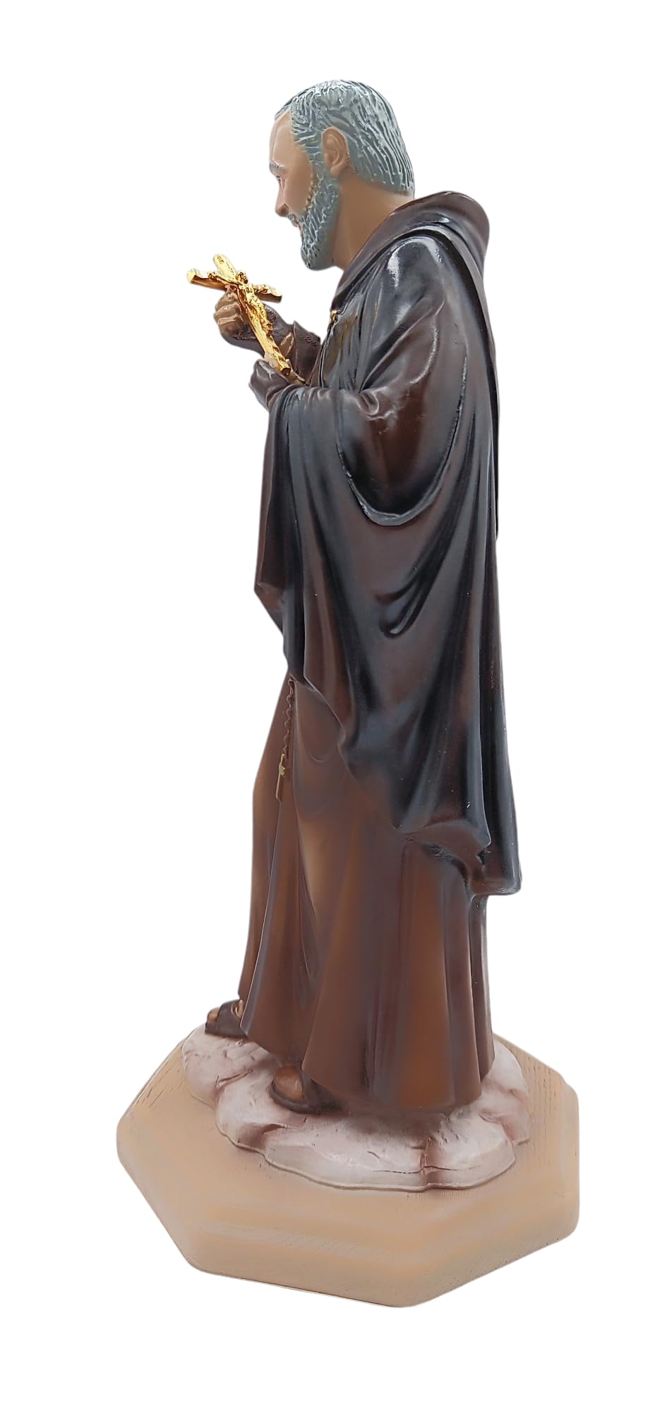 Generico Statua di San Padre Pio, Resina Lavorata e Dipinta a Mano, Made in Italy, Altezze: 10, 15, 20, 30 cm (cm. 30)