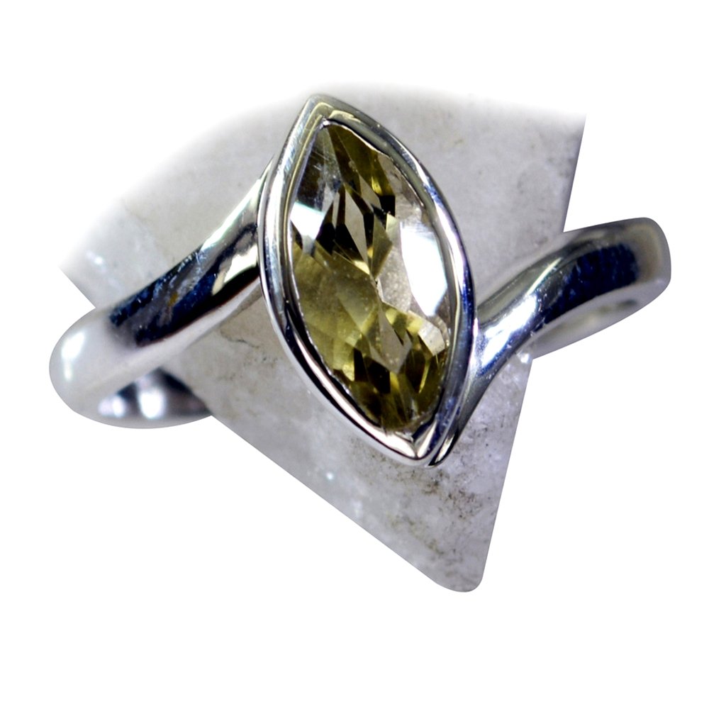 Bague quartz citron marquise en argent massif au serti tension élégant - 7