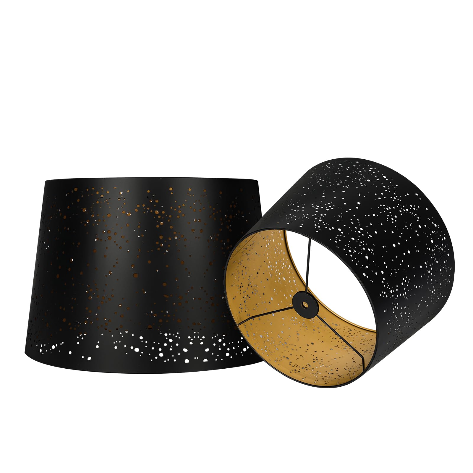 Double Medium Metal Lamp Shades Set of 2, ALUCSET Drum iron Lampshades for Table Lamp and Floor Light,10x12x8 inch (Sky Stars, 2 pcs pack)