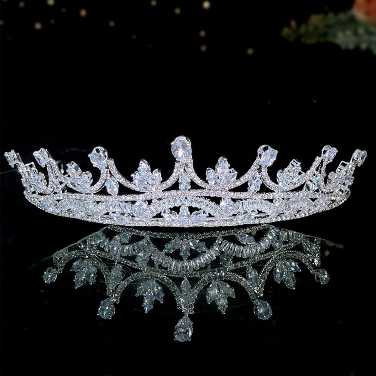 Elegante Hochzeitskrone aus Kupfer mit Zirkonbesatz Leichter und Bruchsicherer Brautkopfschmuck für Fotos und Geburtstagsfeiern