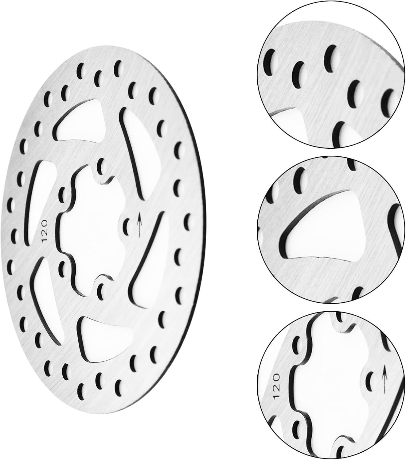 120mm Brake Disc Rotors, 5 Holes Brake Disc with Brake Pad | Stainless Steel, High Heat Dissipation, Friction Surface, Electric Scooter Bicycle Modification Parts, for M365/PRO/PRO2